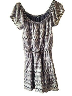 Sequin Hearts Silver Patterned Short Sleeve Mini Dress